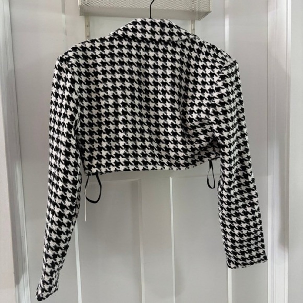 For Love and Lemons Houndstooth cropped blazer size small NWT‎ Black and White - Picture 4 of 4